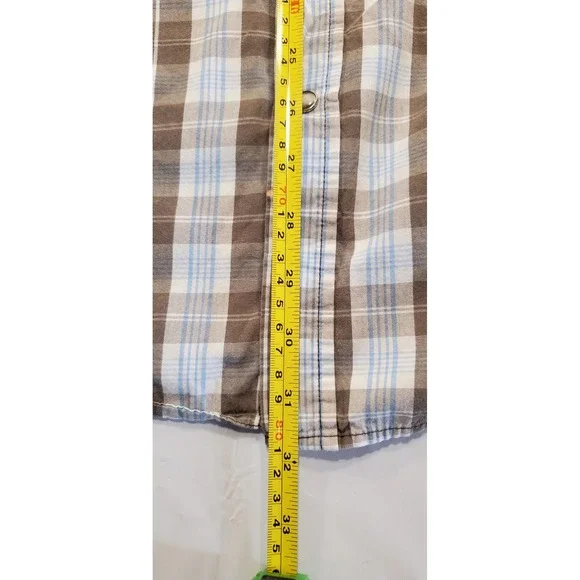 Seven Virtues of Man Mens XXL Plaid Western pearl Snap Short Sleeve Shirt - Picture 4 of 10